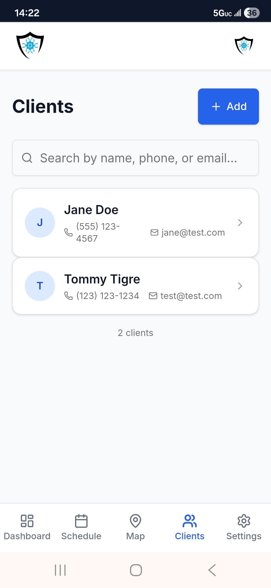ReadySystems Client CRM on mobile